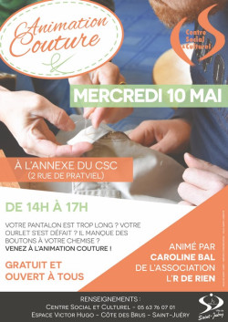 Atelier Couture les 26 Avril et 10 Mai 2017 St Juery(81)